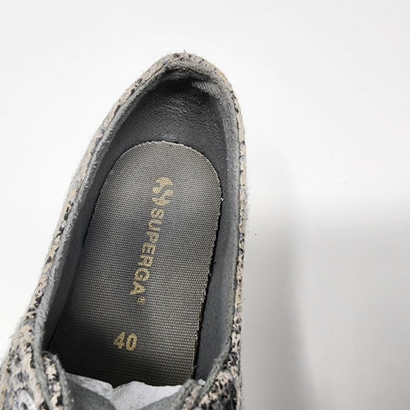 Superga Grey Snakeskin lace-up low-top sneakers 2750 Cot Snake. EU40=US9 - Picture 9 of 9